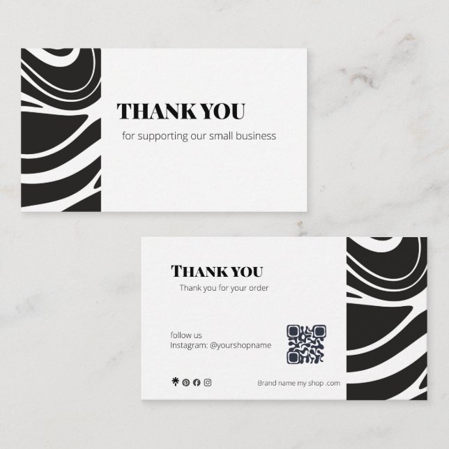 Cartão De Visita Bold Thank You Card QR Code Small Business (Frente/Verso)