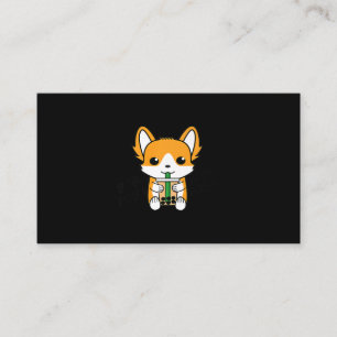 Cartão De Visita Bolha Chá Boba Corgi Premium