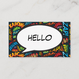 Cartão De Visita Bolha de Fala HELLO Diversão Retro Quadrinhos