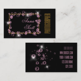 Cartão De Visita Bolhas cor-de-rosa preto abstrato, artísticas mode