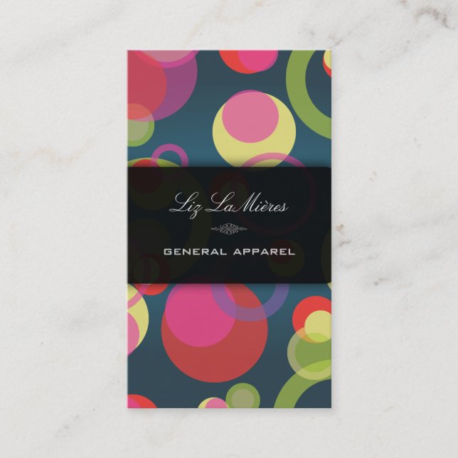 Cartão De Visita Bolhas de Mod PixDezines / Símbolo Retro + Cores (Frente)