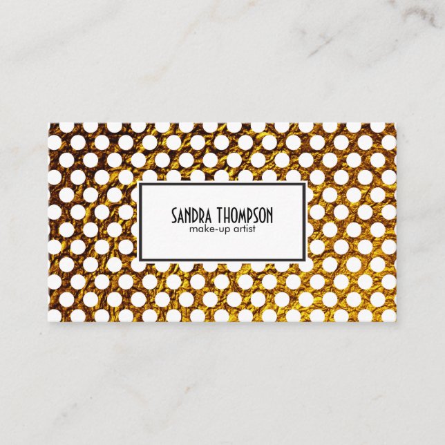 Cartão De Visita Bolinhas brancas ouros Flake (Frente)