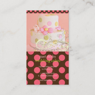 Cartão De Visita bolinhas cor-de-rosa e pasta de chocolate/pâtisse