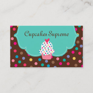 Cartão De Visita Bolinhas de padaria cupcake Coração Verde castan
