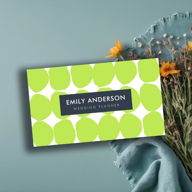 Cartão De Visita Bolinhas DE VERDE LIMÃO RASTREADAS DE MÃO GRANDE (Criador carregado)