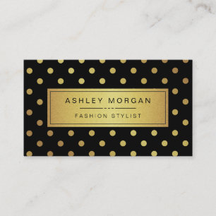 Cartão De Visita Bolinhas Douradas e pretas de luxo