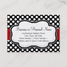 Bolinhas Preto/Branco Fita Vermelha