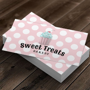 Cartão De Visita Bolinhas rosa de panificação de doces de Cupcake