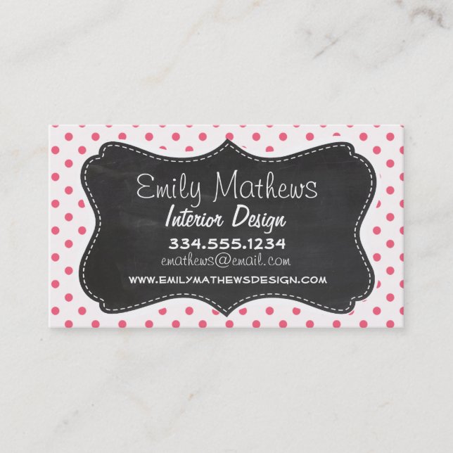 Cartão De Visita Bolinhas rosa-rosa-rosa; aparência do quadro de co (Frente)