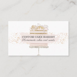 Cartão De Visita Bolo Casamento Padaria Glitter Rosa