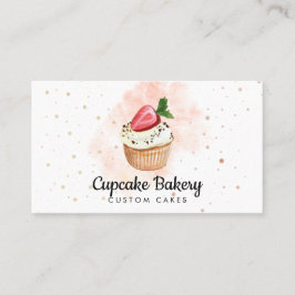 Cartão De Visita Bolo Confeiteiro Massa Aquarela Morango Cupcake