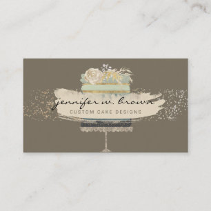 Cartão De Visita Bolo De Casamento Brilhante Da Padaria Castanha