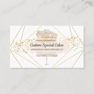 Cartão De Visita Bolo De Casamento Floral Glamour Padaria De Aniver