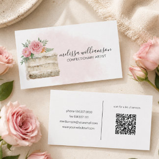 Cartão De Visita Bolo de Casamento Minimalista com Código QR