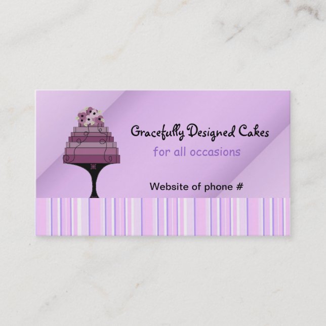 Cartão De Visita Bolo Designer Roxo (Frente)
