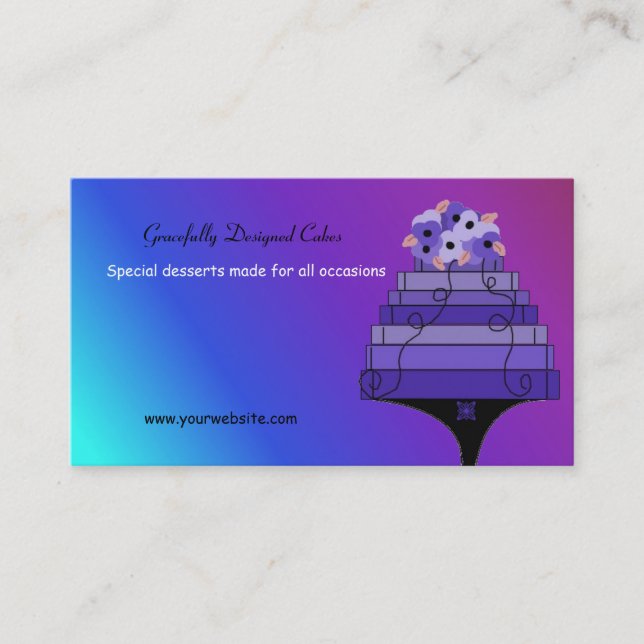 Cartão De Visita Bolo Designer Roxo (Frente)