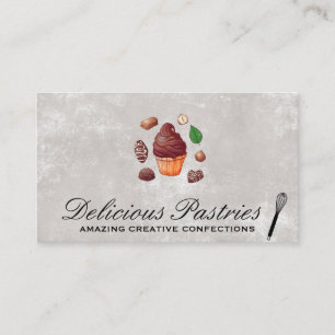 Cartão De Visita Bolo e Confecções de Copas de Chocolate  Whisk
