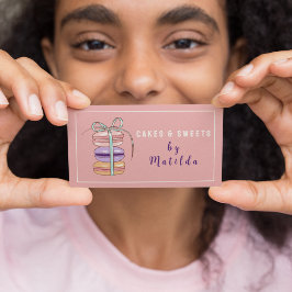 Cartão De Visita Bolo e Sweet Chef Produtos de Pia Macaroon Rosa
