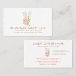 Cartão De Visita Bolo Floral Rosa Corado Padaria Catering