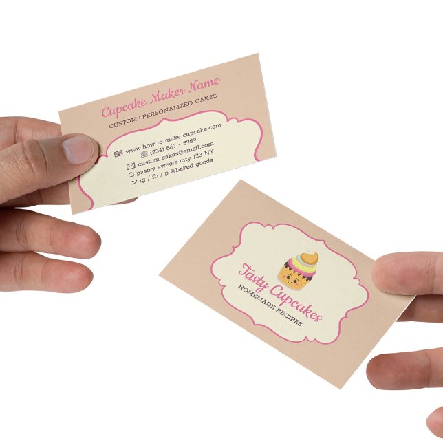 Cartão De Visita Bolos Doces Confeiteiro sobremesas doces (Cupcake Cute Baker desserts sweets Business Card)