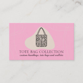 Cartão De Visita Bolsa tote feminina estética minimalista Rosa Bebê