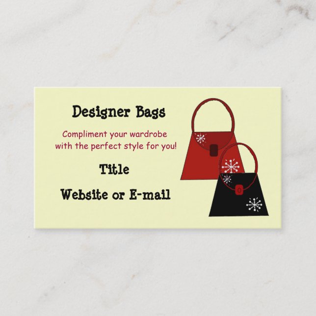 Cartão De Visita Bolsas de Designer (Frente)