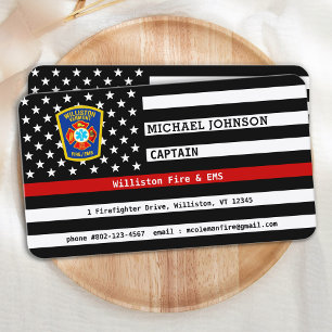Cartão De Visita Bombeiro Thin Red Line Emblem Fire Department