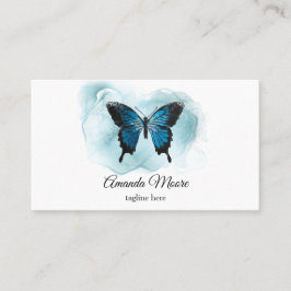 Cartão De Visita bonde elegante azul-borboleta salão de beleza salã