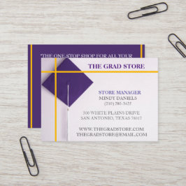 Cartão De Visita Boné de formatura Amarelo e Roxo do varejista