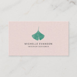 Cartão De Visita Bonito cor-de-rosa Folha de Ginkgo Natureza Simple