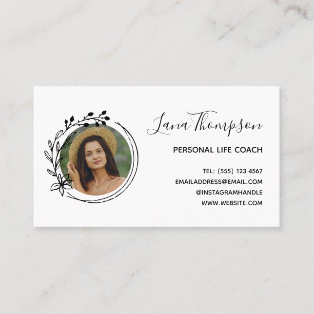 Cartão De Visita Bonito coroa estática com foto (Frente)