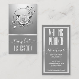 Cartão De Visita Bonito Floral Wreath de Silver