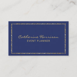 Cartão De Visita Bonito Marinho Elegante moderno azul e Dourado