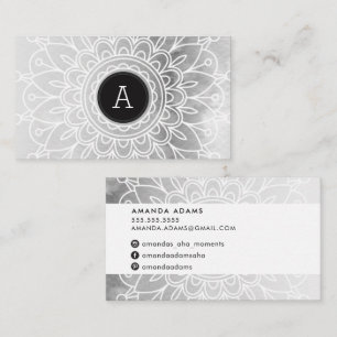 Cartão De Visita BONITO MONOGRAM moderno padrão do boho mandala pre