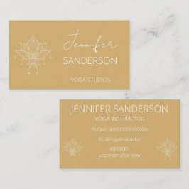 Cartão De Visita Bonito mostarda amarela Boho Floral Lotus Yoga