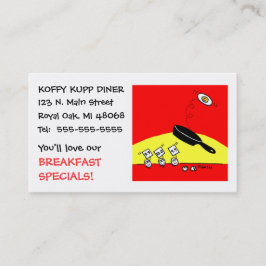 Cartão De Visita Bonito Ovos Engraçados Cartoon Café da Manhã Resta
