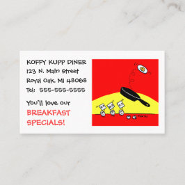 Cartão De Visita Bonito Ovos Engraçados Cartoon Café da Manhã Resta