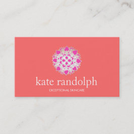 Cartão De Visita Bonito rosa e coral Lotus Beaut Salon e Spa