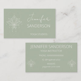 Cartão De Visita Bonito Sage Green Boho Floral Lotus Yoga
