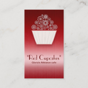 cartão de visita bonito vermelho do cupcake