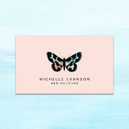 Cartão De Visita Bonito Watercolor Butterfly Logotipo Blush Pink