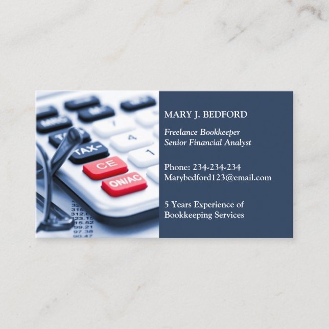 Cartão De Visita Bookkeeping Services Business Card Template (Frente)