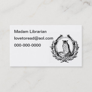 Cartão De Visita Bookplate da coruja e do livro do vintage