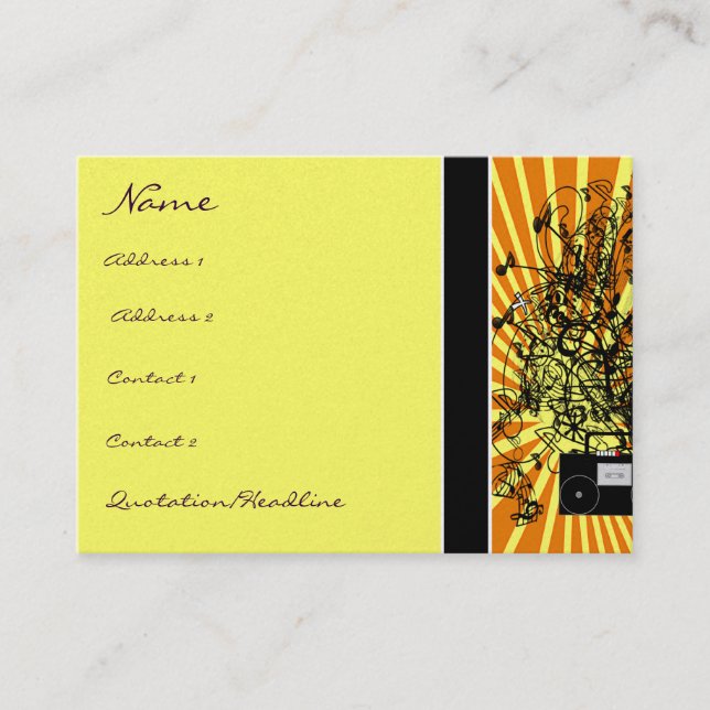 Cartão De Visita BoomBox da Escola Antiga Notas Musicais (Frente)