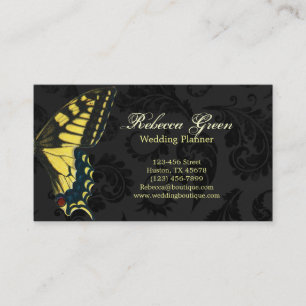 Cartão De Visita borboleta amarela preta gótico
