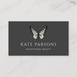 Cartão De Visita Borboleta branca e preto clássico