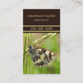 Cartão De Visita Borboleta branca marmoreada na grama
