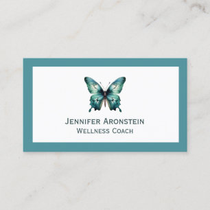 Cartão De Visita Borboleta Chic Teal Moderna Elegante