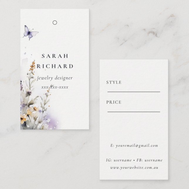 Cartão De Visita Borboleta de flor silvestre amarela Flórida Simple (Frente/Verso)