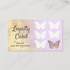 Cartão De Visita borboleta de lavanda de folha de ouro falsa